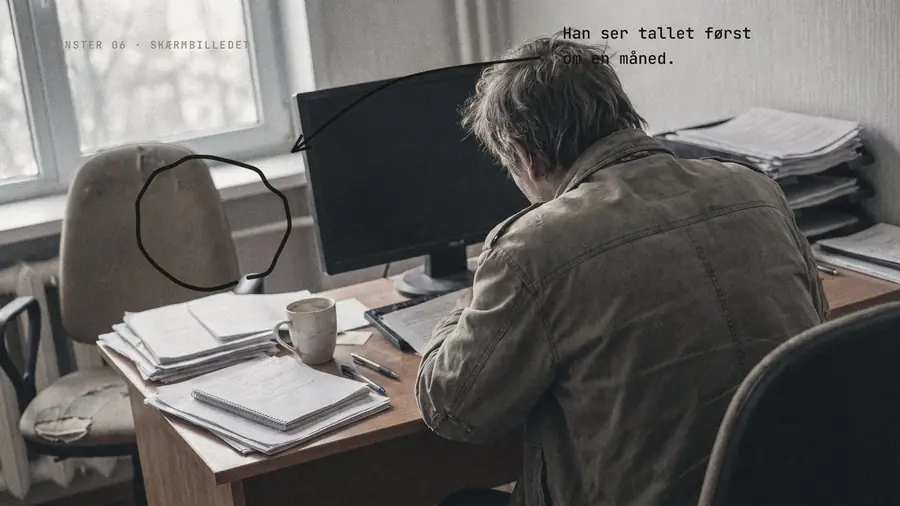 Skærmbilledet med cirkel og note
